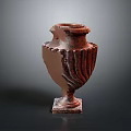 Vintage Red Decorative Vase With Intricate Carved Patterns And Stable Base For Home Decor