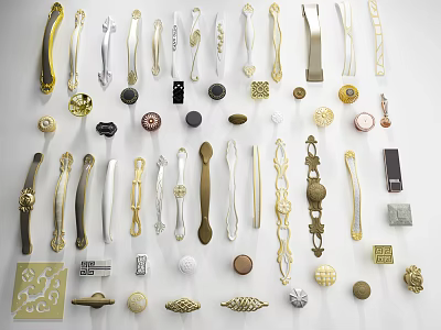 Various Modern Classic Decorative Metal Brass Silver Gold Cabinet Drawer Door Handles 3d model