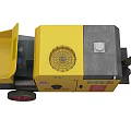 Yellow Mobile Industrial Equipment With Dumping Bucket Ventilation Grill Control Panel And Wheels