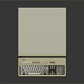 Classic Vintage Computer with Main Unit Screen Green Text and Keyboard
