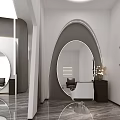 Modern Hair Beauty Salon Interior With Oval Mirrors Comfortable Chairs And Stylish Decor
