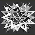 White Geometric 3D Origami Art Structure With Black Background And Reflection