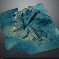 Blue Abstract Decorative Art Piece With Irregular Texture And Organic Forms