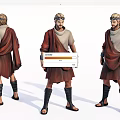 Ancient Style Game Movie Character With Robe Sandals Golden Headpiece And Arm Bands