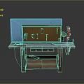 Tool Workbench With Blue Backboard Tools Drawers And Red Components 3d model