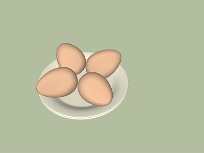 Fresh Brown Chicken Eggs Placed on White Ceramic Plate for Meal 3d model