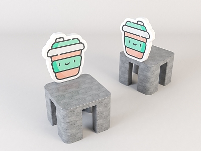 Modern Children's Chair Children's Cartoon Wooden Stool model