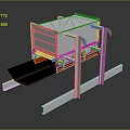 Industrial Conveyor Equipment With Metal Frame And Red Moving Components 3d model