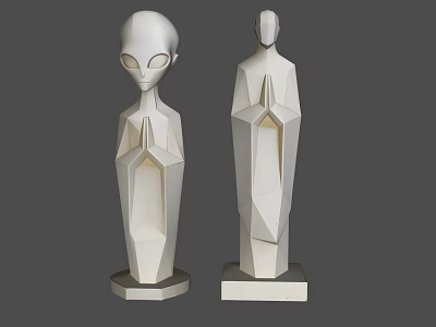 Abstract Humanoid Landscape Sculptures With Geometric Design And Praying Hands 3d model