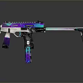 The Modern Tactical Gun with Purple Blue Green Gradient Finish and Sleek Metallic Design
