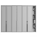 Modern Minimalist Wardrobe Design With Glass Doors Hanging Area And Side Bookshelf Decor Items