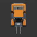 Orange And Blue Industrial Forklift With Modern Design And Reflective Surface