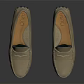 Beige Leather Loafers with Classic Stitched Details and Simple Elegant Style