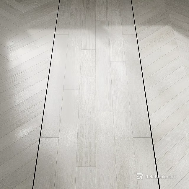 Modern Light Wooden Flooring With Straight Center And Herringbone Side Patterns 3d model