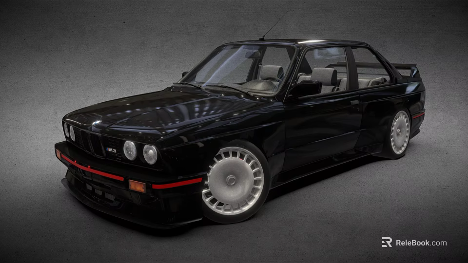 Black Classic BMW Car With Sporty Design Red Accents And Alloy Wheels 3d model 