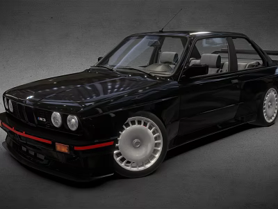 Black Classic BMW Car With Sporty Design Red Accents And Alloy Wheels 3d model