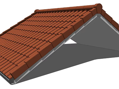 Elegant Red Tiled Roof Component with Supporting Frame and Structure Details 3d model