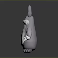 Cartoon Rabbit Character With Grey Body White Belly And Long Ears Sitting Pose
