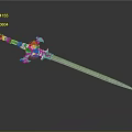Decorative Sword With Red Intricate Hilt And Shiny Silver Blade Design