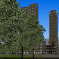 High Rise Residential Buildings Featuring Modern Exterior And Surrounding Greenery And Roads