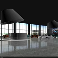 Modern Car Showroom Interior Design With Large Windows White Reception And Colored Cars