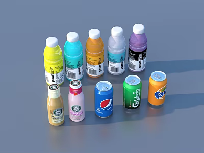 Colorful Bottled Beverages With Various Types And Vibrant Hues Arranged Together 3d model