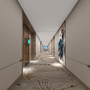 New Chinese Aisle Hotel Aisle 3d model