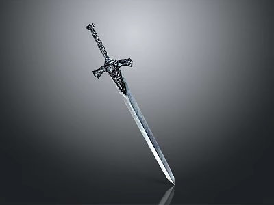 Medieval Decorative Sword With Ornate Handle And Sharp Metal Blade 3d model