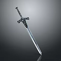 Medieval Decorative Sword With Ornate Handle And Sharp Metal Blade 3d model