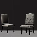 Modern Single Chair Design with Cream and Patterned Upholstery Against Dark Wooden Wall