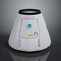 White Conical Device With Black Top Blue Button And Yellow Label 3d model
