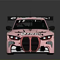 Pink Modified Race Car With FROSTIC ONYX Stickers Number 16 And Rear Wing
