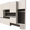 Modern White and Black Storage Cabinet Rack with Multiple Open Shelves and Compartments 3d model