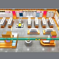 Shopping Mall Toy Story Counter With Colorful Design Neon Lights And Display Shelves
