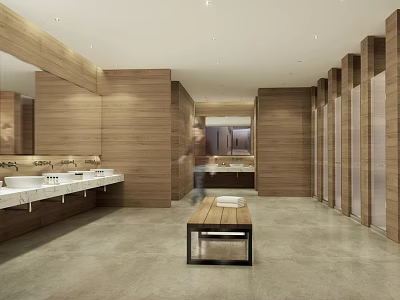 Modern SPA Sauna Interior Design With Wooden Walls Vanity Mirrors And Bench 3d model