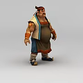 Muscular Man 3D Model With Ornate Tunic Brown Apron Wrist Guards And Boots