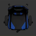 Ergonomic Blue And Black Gaming Chair With Adjustable Armrests And Swivel Base