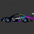 Porsche Race Car With Monster Logo And Neon Colored Design Large Spoiler