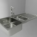Modern Stainless Steel Double Basin Kitchen Sink With Faucet And Drainer