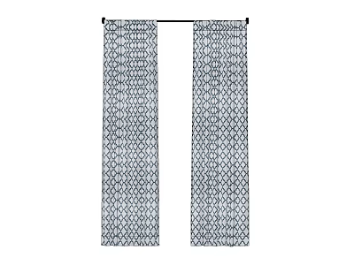 Blue and White Geometric Pattern Curtains with Hanging Design for Home Decor 3d model