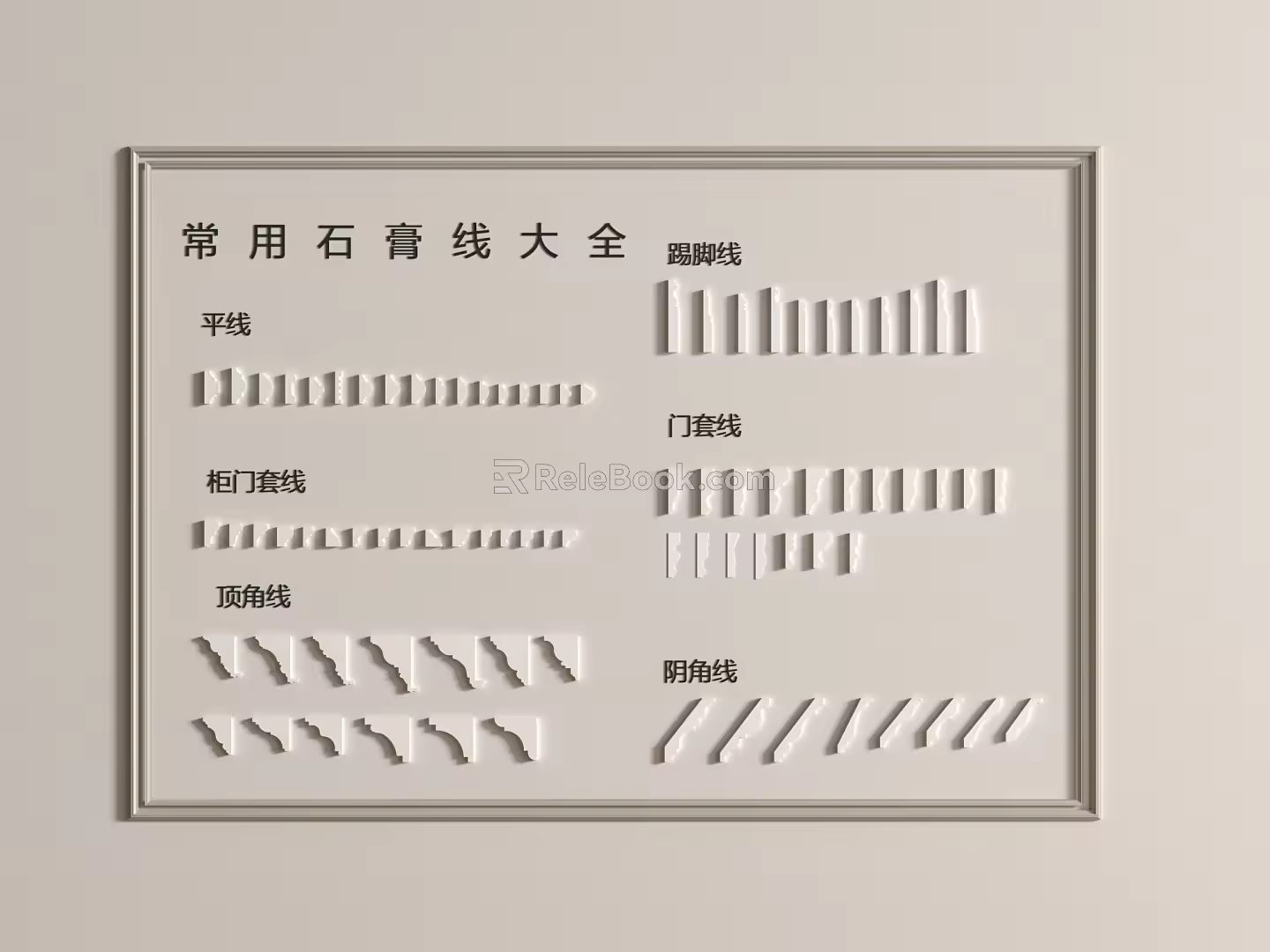 French simple European gypsum line gypsum line top corner line yin corner line set line 3d model