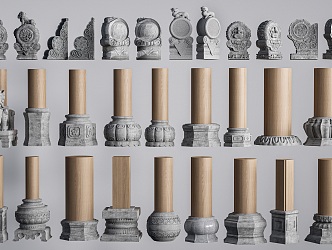 Chinese Style Pillar Foundation Pillar Stone Drum Pillar Foundation Stone Pillar Cornerstone Stone 3d model