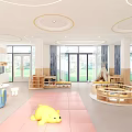 Bright Kindergarten Interior With Pink Mat And Playful Decorations 3d model