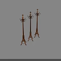 Wooden Furniture Three Standing Coat Racks With Hooks And Tripod Bases