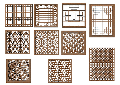 New Chinese-style openwork window grilles 3d model