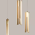 Modern Golden Geometric Chandeliers With Elongated Sleek Design For Interior Spaces