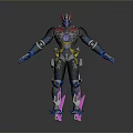 Futuristic Armored Warrior Character With Mythical Creature Inspired Design And Colorful Armor