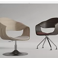 Modern Wooden Leisure Chairs With Curved Backrests And Metal Bases In Light Dark Tones