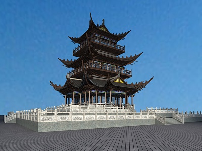 Chinese Style Pavilion Ancient Building Loft 3d model