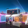 Modern Exhibition Booths With Colorful Lighting And Various Display Structures 3d model